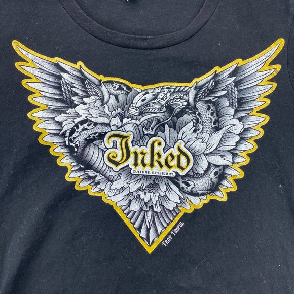 INKED Villain Art Shirt Women Large L Black Tattoo Art Convention Series 2014 - Picture 3 of 9